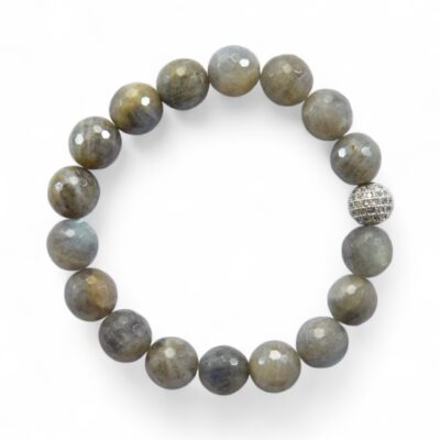 Schlichtes Labradorit Armband große facettierte Kugeln