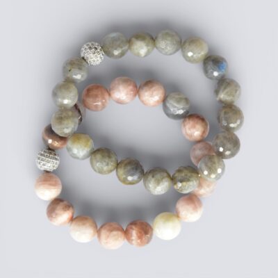 Schlichtes Labradorit Armband große facettierte Kugeln – Bild 2