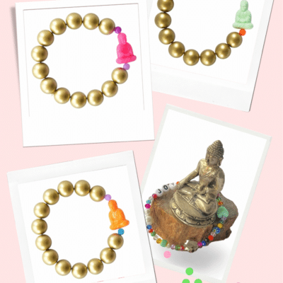 Buddha Armband Gold und Neon