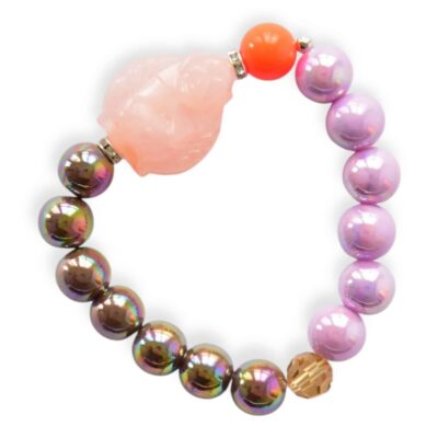 Buddha Armband mit bauchigem Buddha in Rosa