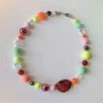 Halskette Opalith, Leoparden Jaspis, Pinker Achat Kurze Kette aus Edelstein Harz Mix Achat Scheibe – Bild 6