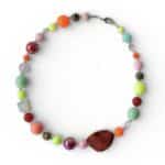 Halskette Opalith, Leoparden Jaspis, Pinker Achat Kurze Kette aus Edelstein Harz Mix Achat Scheibe – Bild 5