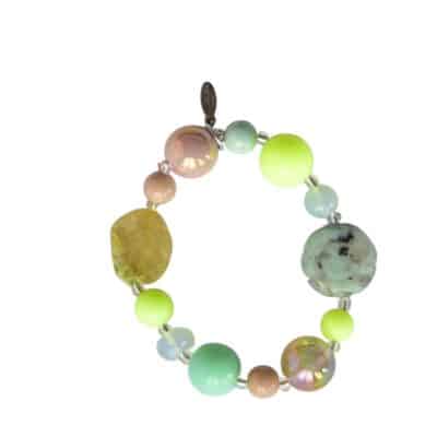 Opalith, Leoparden Jaspis, Gelber Achat Armband aus Edelstein Harz Mix Achat Scheibe Neon Gelb