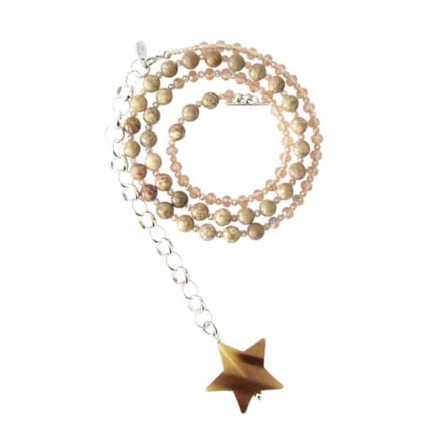 Kette Ama Horn mit Gliederkette - Beiger Fossil Jaspis – Bild 7