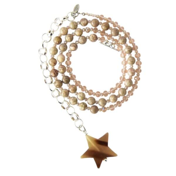Kette Ama Horn mit Gliederkette - Beiger Fossil Jaspis – Bild 6