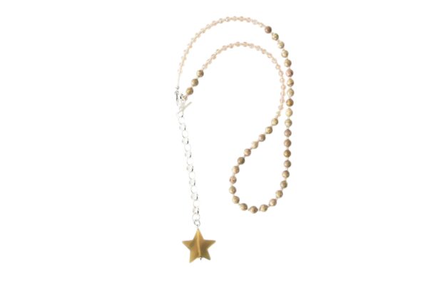 Kette Ama Horn mit Gliederkette - Beiger Fossil Jaspis – Bild 4