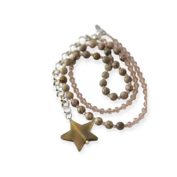 Kette Ama Horn mit Gliederkette - Beiger Fossil Jaspis – Bild 5