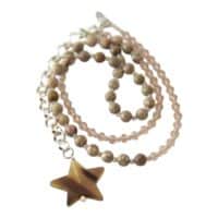 Kette Ama Horn mit Gliederkette - Beiger Fossil Jaspis – Bild 2