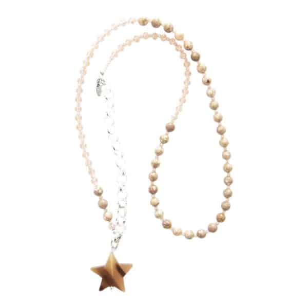 Kette Ama Horn mit Gliederkette - Beiger Fossil Jaspis – Bild 3