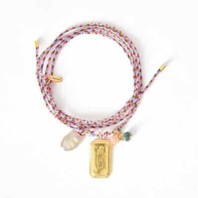 NEU "Make a wish" Rosenquarz Pusteblume Bettelkette Stoffbandkette