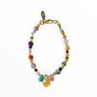 Stylisches Perlenarmband "Mia" Türkis Edelsteintropfen mit afrikanischem und böhmischem Glas Gold