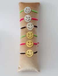 Smiley Armband aus vergoldetem Silber und Stoffkordel – Bild 6