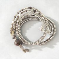 MUSTER EINZELSTÜCK Obsidian Mala Halskette Medea in Azur und schwarzbraun mit Puschelquaste oder Münze (Kopie)