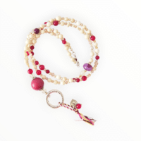 MUSTER EINZELSTÜCK Bettelkette Karneol und Jaspis Beere Brombeer Farben Beige – Bild 5