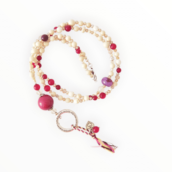 MUSTER EINZELSTÜCK Bettelkette Karneol und Jaspis Beere Brombeer Farben Beige – Bild 5