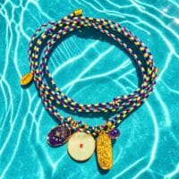 NEU "Make a wish"  Amethyst Sternenhimmel Bettelkette Stoffbandkette – Bild 2