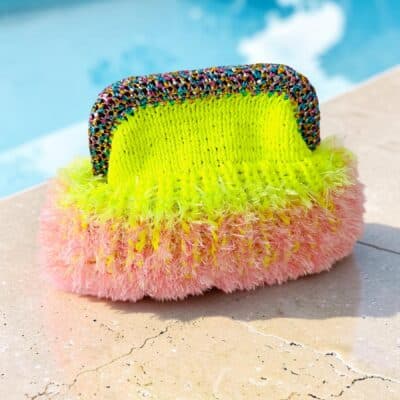 Einzelstück TUY Clutch NEON GELB Pink Original NADIA  DAFRI Paris  handgefertigte Designer Handtasche Bag Luxus Bunt  UNIKAT