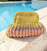 Einzelstück SIS Clutch Metallic Lurex GOLD Flieder Puderrosa Lila  Original NADIA  DAFRI Paris  handgefertigte Designer Handtasche Bag Luxus Bunt  UNIKAT