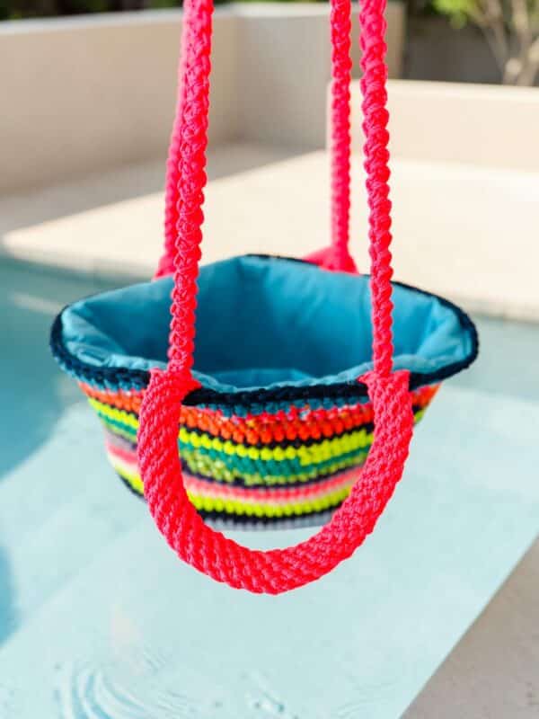 Einzelstück BASKET S Original NADIA  DAFRI Paris handgefertigte Designer Handtasche Bag Luxus Dunkelblau Neon Pink UNIKAT – Bild 4
