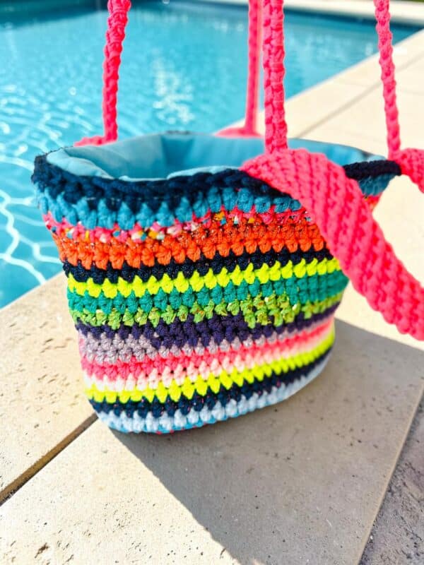 Einzelstück BASKET S Original NADIA  DAFRI Paris handgefertigte Designer Handtasche Bag Luxus Dunkelblau Neon Pink UNIKAT – Bild 2