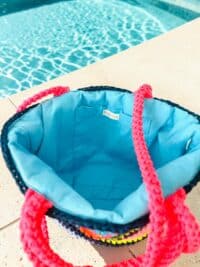 Einzelstück BASKET S Original NADIA  DAFRI Paris handgefertigte Designer Handtasche Bag Luxus Dunkelblau Neon Pink UNIKAT – Bild 8