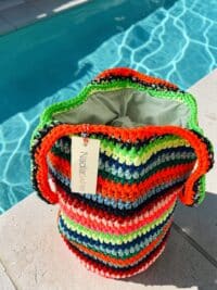 Einzelstück FERIAH M Original NADIA  DAFRI Paris handgefertigte Designer Handtasche Bag Luxus Grün Blau Orange UNIKAT