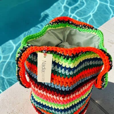 Einzelstück FERIAH M Original NADIA  DAFRI Paris handgefertigte Designer Handtasche Bag Luxus Grün Blau Orange UNIKAT