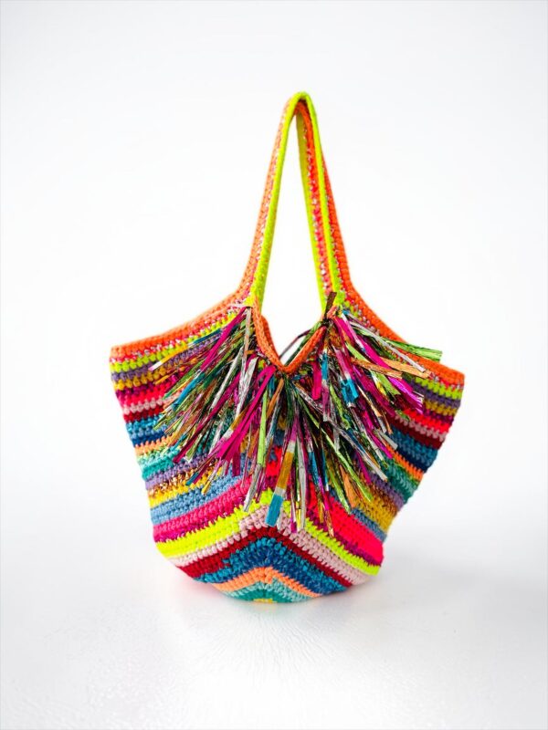Einzelstück Ibiza Bag Original NADIA  DAFRI Paris  handgefertigte Designer Handtasche Bag Luxus Bunt  UNIKAT – Bild 7