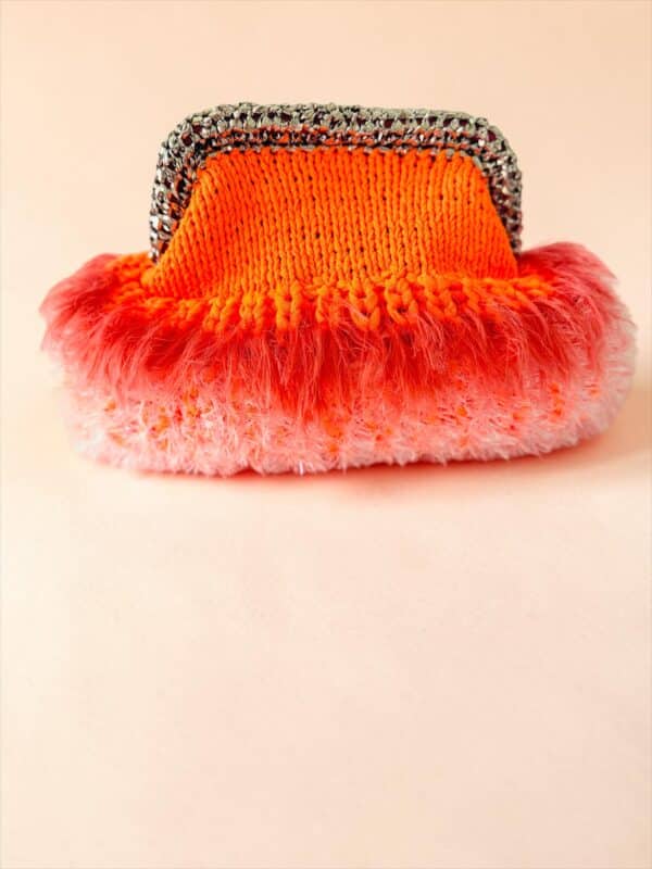 Einzelstück TUY Clutch NEON ORANGE Pink Original NADIA  DAFRI Paris  handgefertigte Designer Handtasche Bag Luxus Bunt  UNIKAT (Kopie) – Bild 5