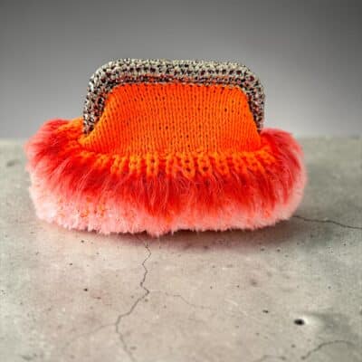 Einzelstück TUY Clutch NEON ORANGE Pink Original NADIA  DAFRI Paris  handgefertigte Designer Handtasche Bag Luxus Bunt  UNIKAT (Kopie)