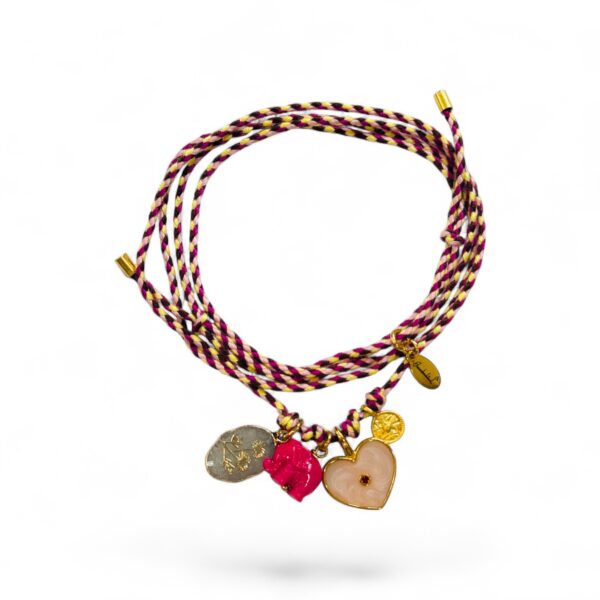NEU "Make a wish" Herz Elefant Rosenquarz mit Pusteblume Bettelkette Stoffbandkette – Bild 2