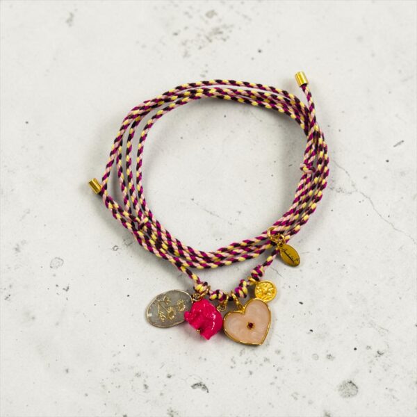 NEU "Make a wish" Herz Elefant Rosenquarz mit Pusteblume Bettelkette Stoffbandkette – Bild 3
