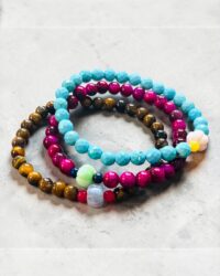 Pures Edelstein Armband "JIL" Braunes Tigerauge mit Opal Melone – Bild 4