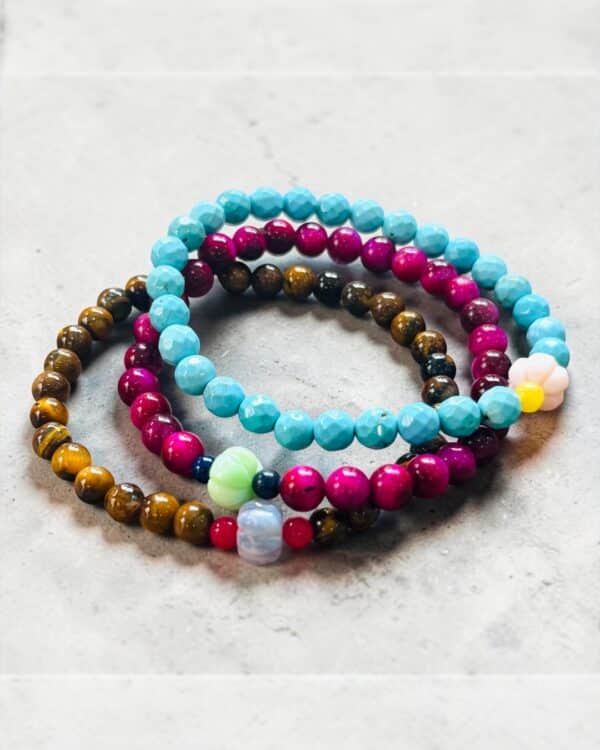 Pures Edelstein Armband "JIL" Braunes Tigerauge mit Opal Melone – Bild 4