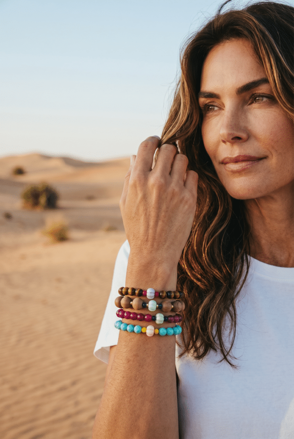 Pures Edelstein Armband "JIL" Braunes Tigerauge mit Opal Melone – Bild 6