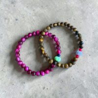 Pures Edelstein Armband "JIL" Braunes Tigerauge mit Opal Melone – Bild 2