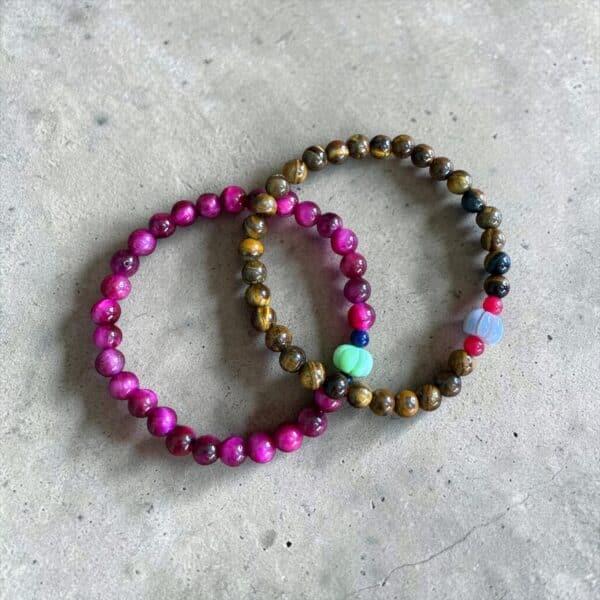 Pures Edelstein Armband "JIL" Braunes Tigerauge mit Opal Melone – Bild 2