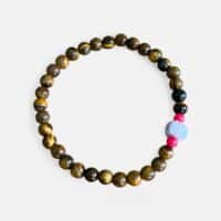 Pures Edelstein Armband "JIL" Braunes Tigerauge mit Opal Melone – Bild 3
