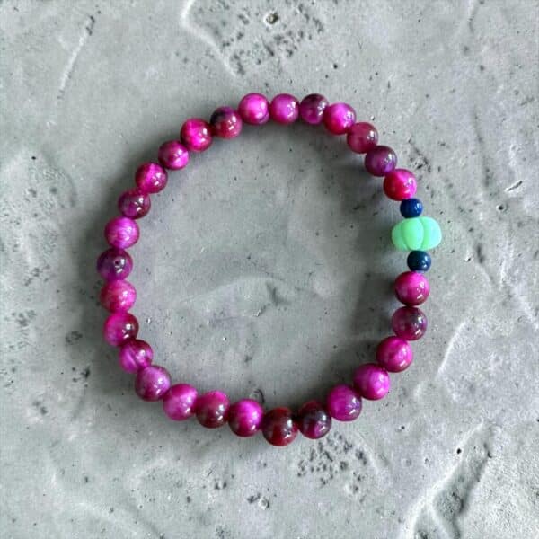 Pures Edelstein Armband "JIL" Pink Tigerauge mit Papagei Opal Melone – Bild 6