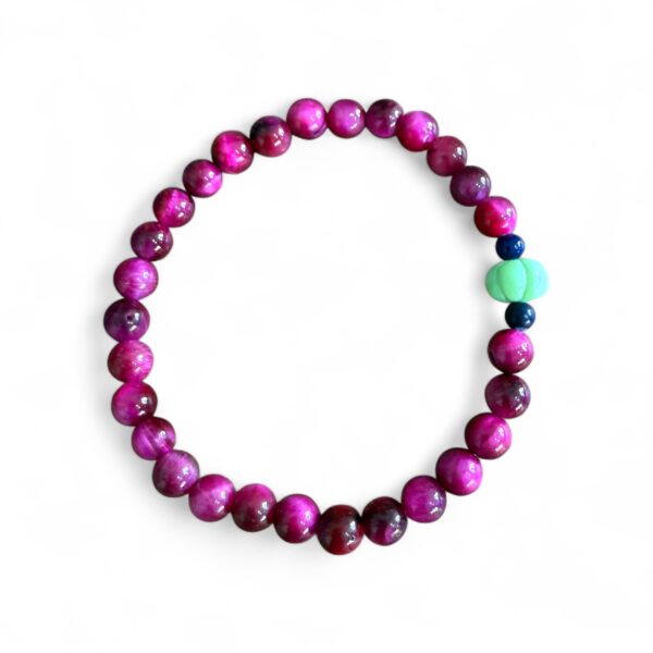 Pures Edelstein Armband "JIL" Pink Tigerauge mit Papagei Opal Melone – Bild 1